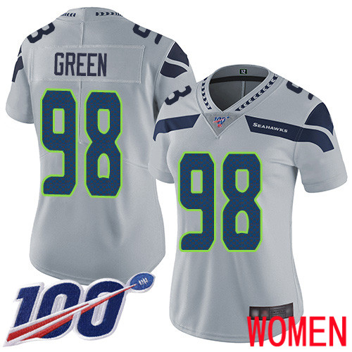 Seattle Seahawks Limited Grey Women Rasheem Green Alternate Jersey NFL Football #98 100th Season Vapor Untouchable